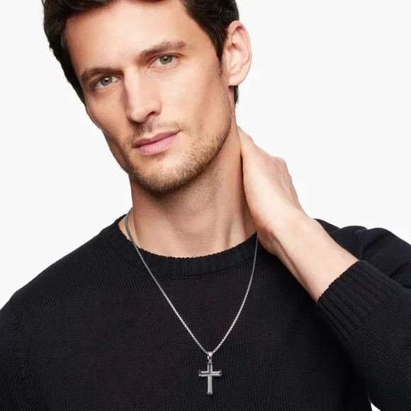 Authentic Sterling Silver and Black Diamond Cross Pendant ONLY - Picture 10 of 10